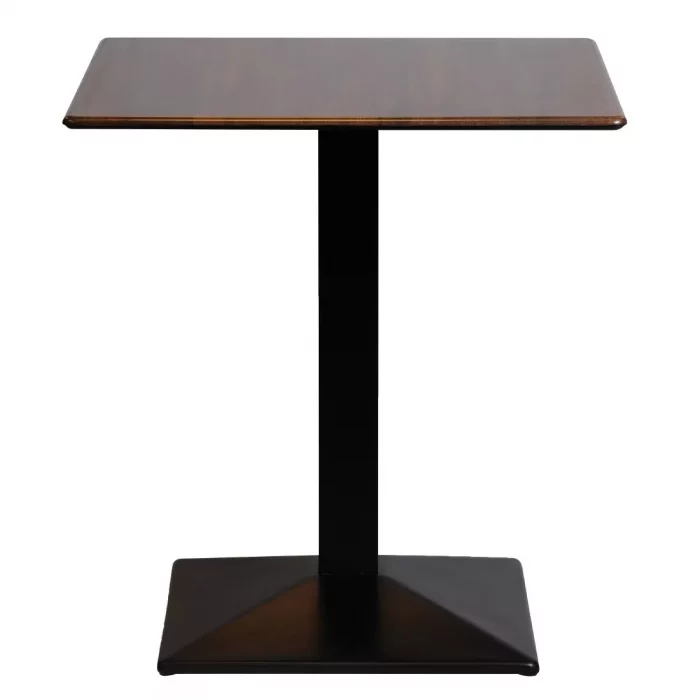 Turin Metal Base 600mm Square Dining Table with Laminate Top in Walnut - Image 2