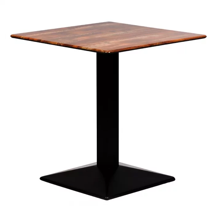 Turin Metal Base 700mm Square Dining Table w/Laminate Top in Planked Oak - Image 1