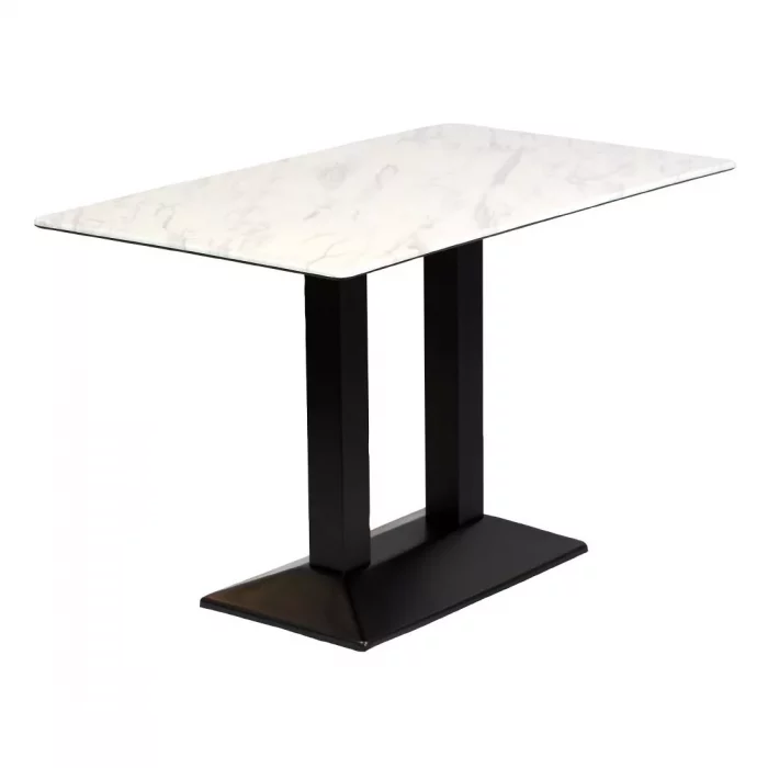 Turin Metal Base Rectangle Dining Table with Laminate Top in Marble - Image 1