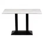 Turin Metal Base Rectangle Dining Table with Laminate Top in Marble - Image 2