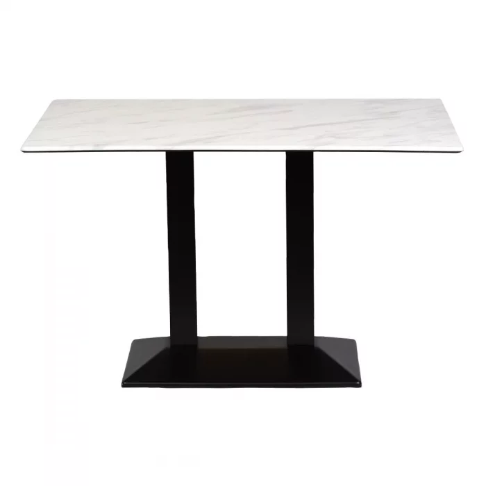 Turin Metal Base Rectangle Dining Table with Laminate Top in Marble - Image 2