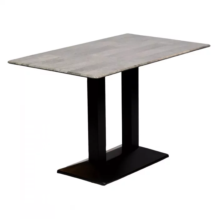 Turin Metal Base Rectangle Dining Table with Laminate Top in Concrete - Image 1