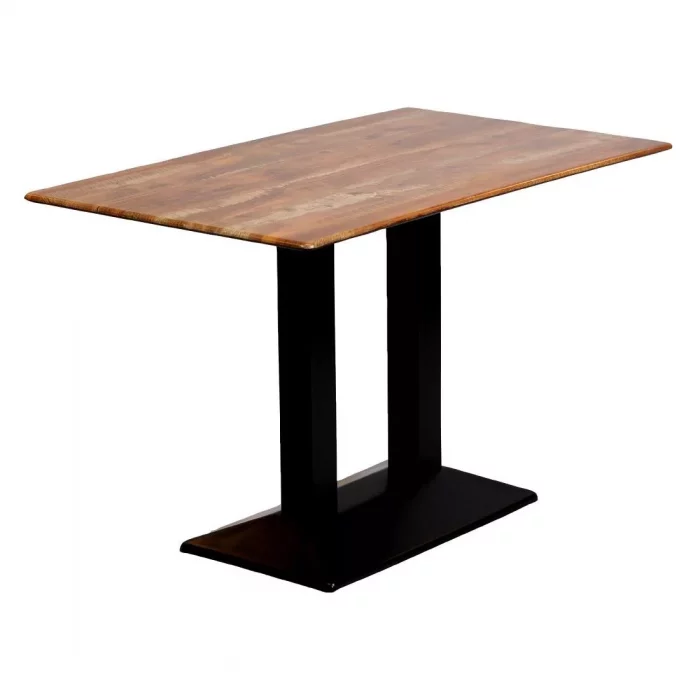 Turin Metal Base Rectangle Dining Table with Laminate Top in Planked Oak - Image 1
