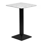 Turin Metal Base 600mm Square Poseur Table with Laminate Top in Marble