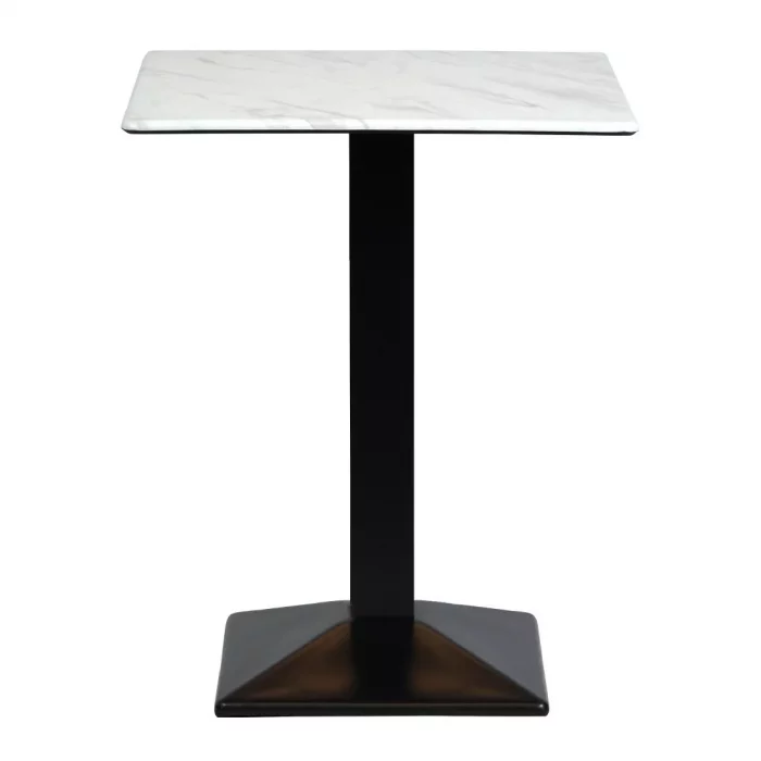 Turin Metal Base 600mm Square Poseur Table with Laminate Top in Marble - Image 2