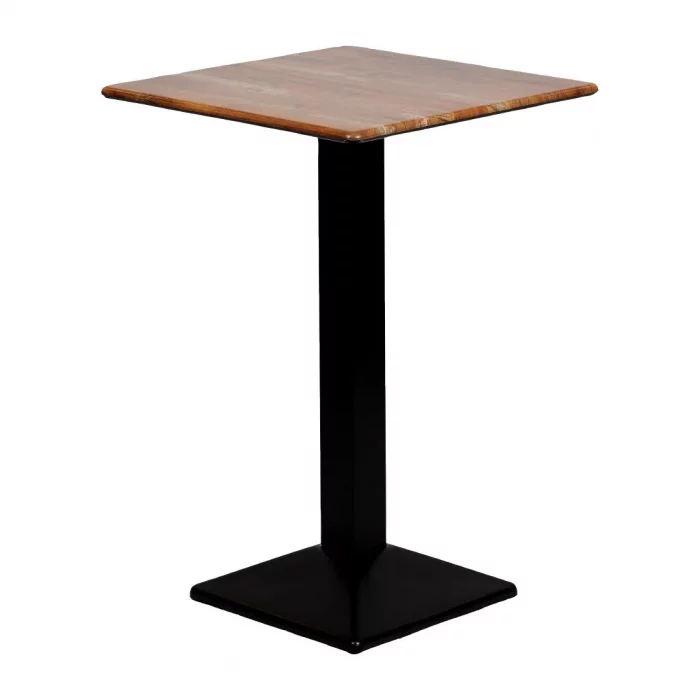 Turin Metal Base 600mm Square Poseur Table w/Laminate Top in Planked Oak - Image 2