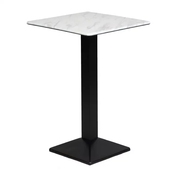 Turin Metal Base 700mm Square Poseur Table with Laminate Top in Marble - Image 2