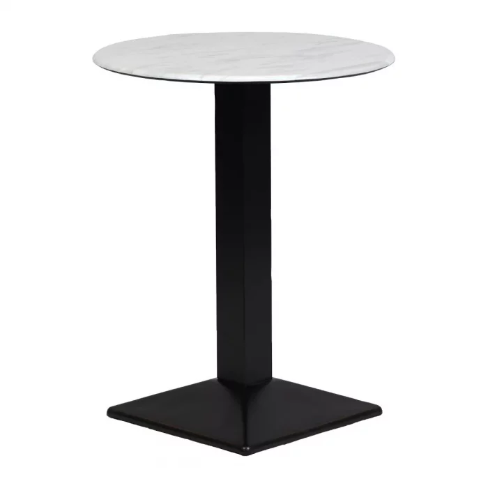Turin Metal Base 600mm Round Poseur Table with Laminate Top in Marble - Image 2