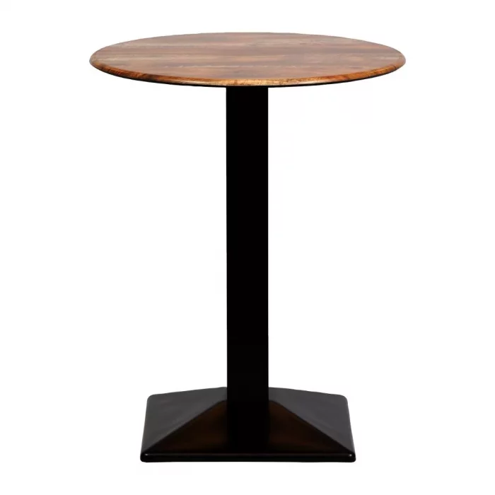 Turin Metal Base 600mm Round Poseur Table w/Laminate Top in Planked Oak - Image 1