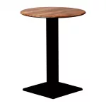 Turin Metal Base 600mm Round Poseur Table w/Laminate Top in Planked Oak - Image 2
