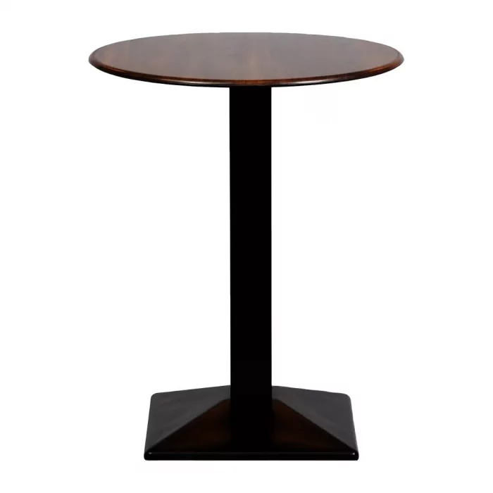 Turin Metal Base 600mm Round Poseur Table with Laminate Top in Walnut - Image 1