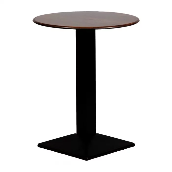 Turin Metal Base 600mm Round Poseur Table with Laminate Top in Walnut - Image 2