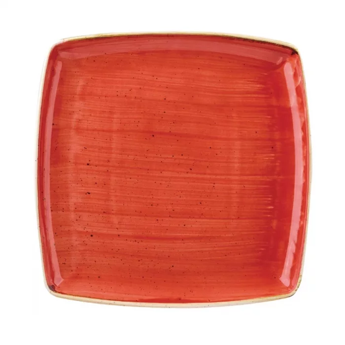 Churchill Stonecast Square Plate Berry Red 268 x 268mm (Pack of 6) - Image 1