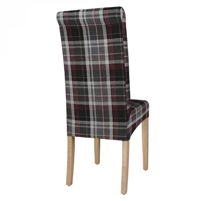 Bolero Austin Dining Chairs Grey Tartan (Pack of 2) - Image 2