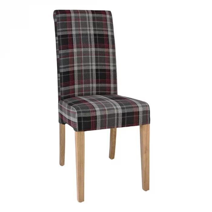 Bolero Austin Dining Chairs Grey Tartan (Pack of 2) - Image 1