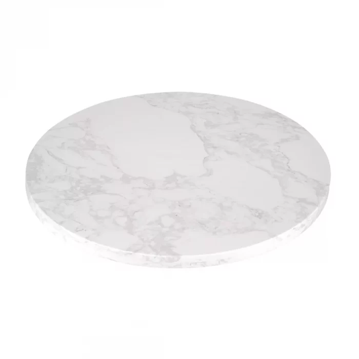 Bolero Round Marble Effect Tabletop White 600mm - Image 3