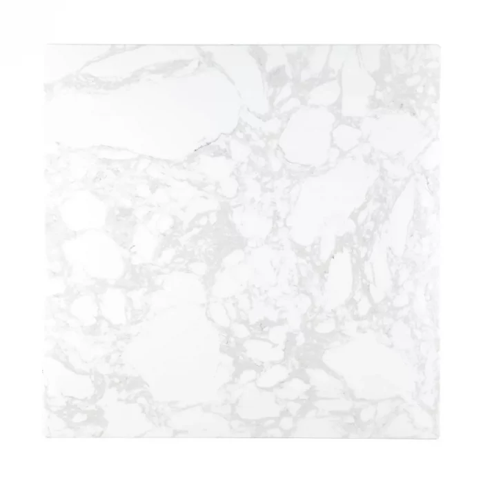 Bolero Square Marble Effect Tabletop White 600mm - Image 1