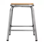Bolero Galvanised Steel Low Stools with Wooden Seatpad (Pack of 4) - Image 5