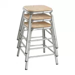 Bolero Galvanised Steel Low Stools with Wooden Seatpad (Pack of 4) - Image 8