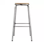 Bolero Galvanised Steel High Stools with Wooden Seatpad (Pack of 4) - Image 5