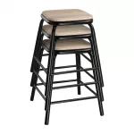 Bolero Cantina Low Stools with Wooden Seat Pad Black (Pack of 4) - Image 8