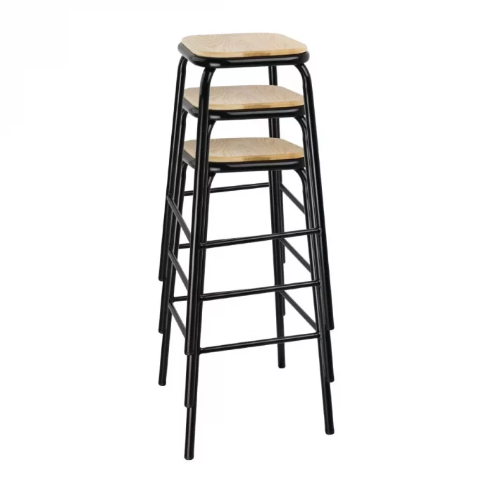 Bolero Cantina High Stools with Wooden Seat Pad Black (Pack of 4) - Image 9