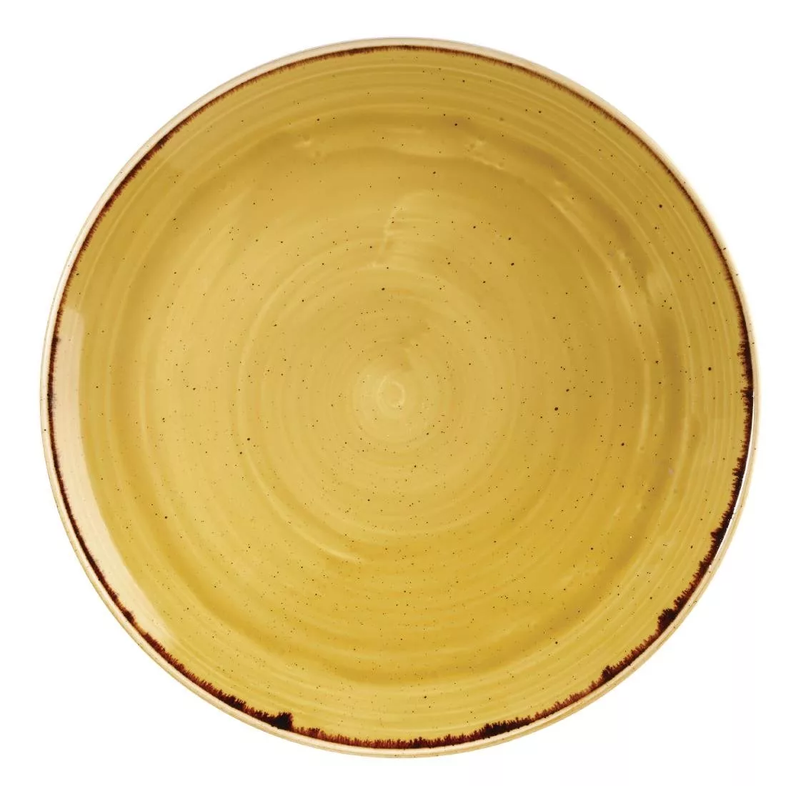 df784_churchill.jpg Churchill Stonecast Round Coupe Plates Mustard Seed Yellow 288mm - Image 1