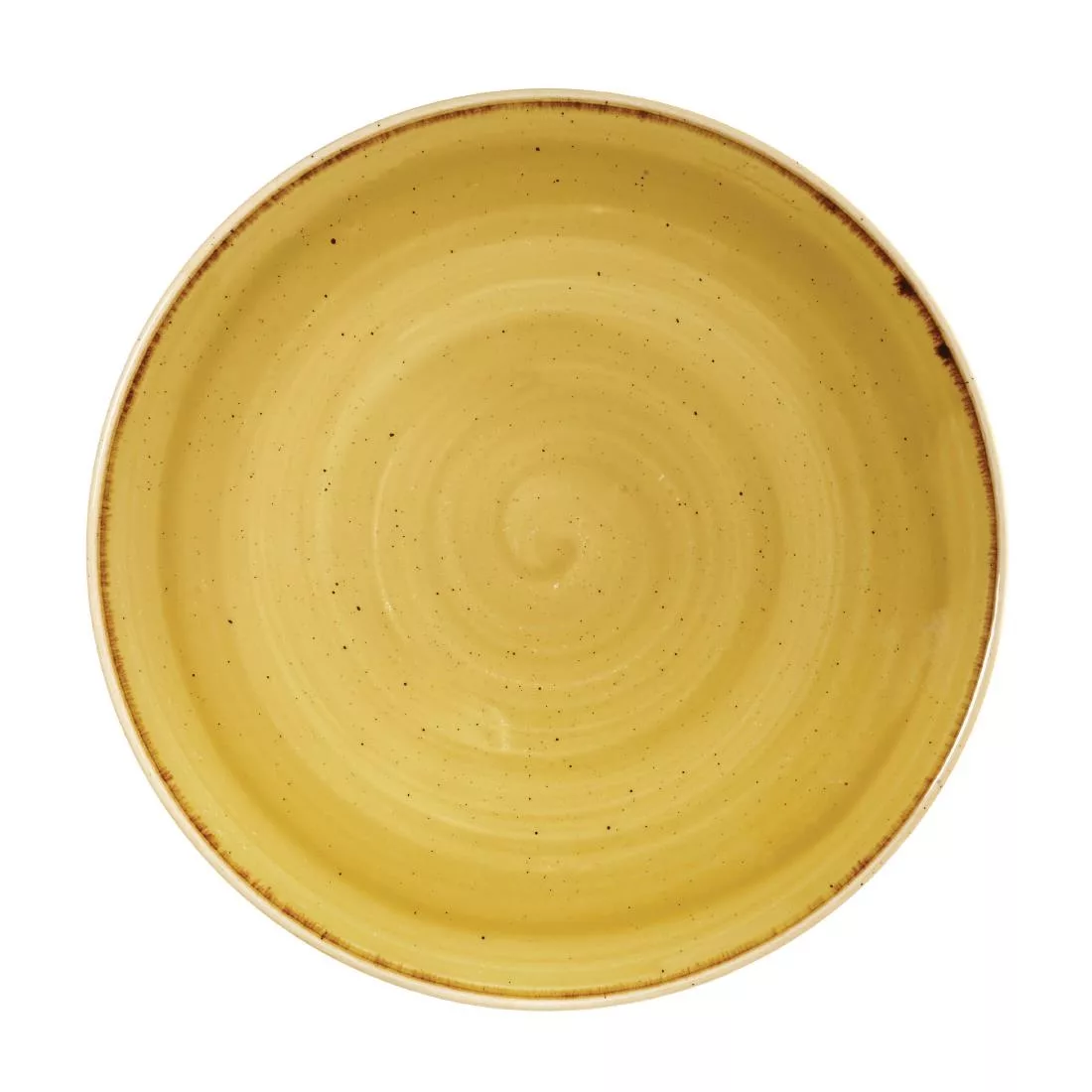 df785_churchill.jpg Churchill Stonecast Round Coupe Plates Mustard Seed Yellow 260mm - Image 1