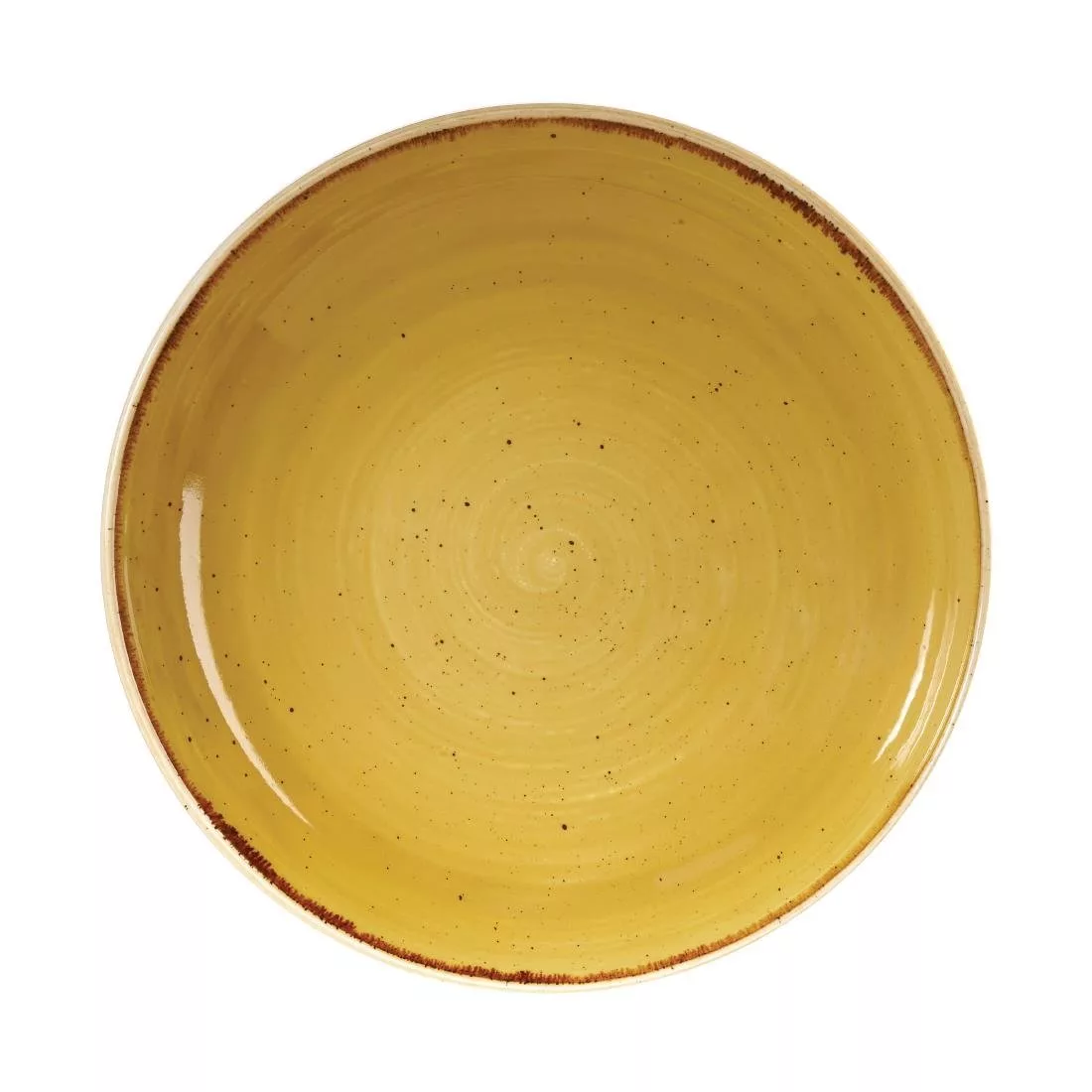 df787_churchill.jpg Churchill Stonecast Round Coupe Bowls Mustard Seed Yellow 248mm - Image 1