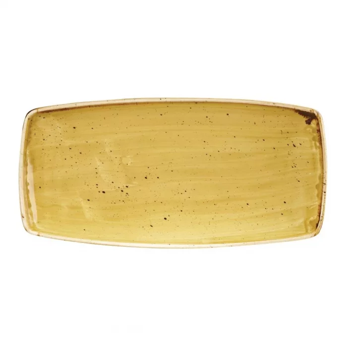 Churchill Stonecast Rectangular Plate Mustard Seed Yellow 295 x 150mm - Image 1