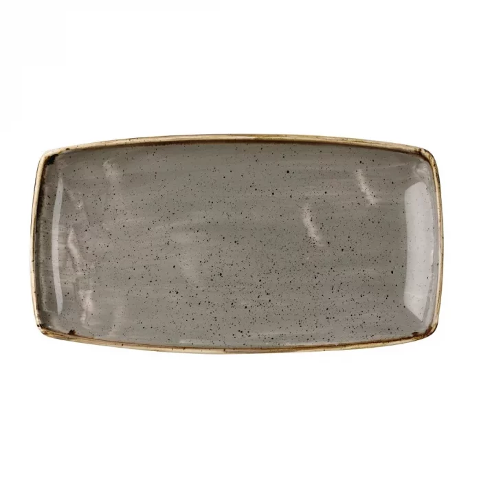 Churchill Stonecast Rectangular Plate Peppercorn Grey 350 x 185mm (Pack of 6) - Image 1