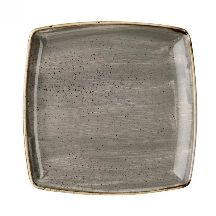 Churchill Stonecast Deep Square Plate Peppercorn Grey 260mm (Pack of 6) - Image 1