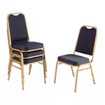 Bolero Square Back Banquet Chairs Blue & Gold (Pack of 4) - Image 4