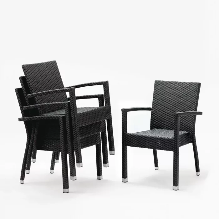 Bolero PE Wicker Armchairs Charcoal (Pack of 4) - Image 1