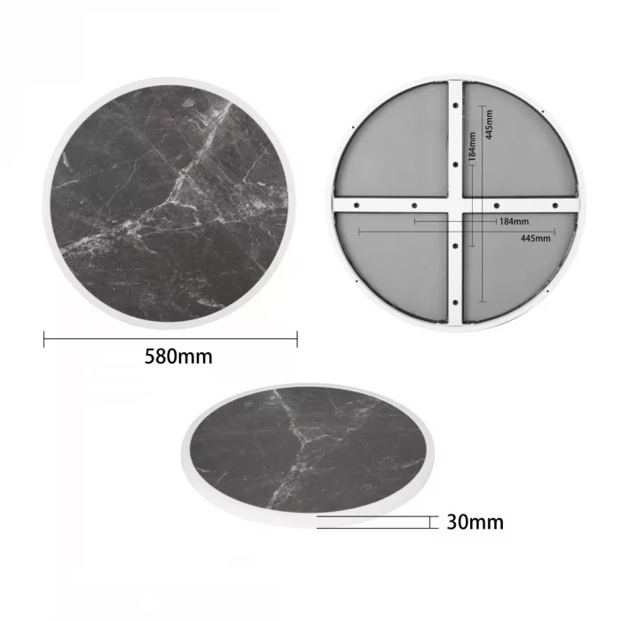 Bolero Fibre Glass Round Table Top Dark Granite Effect 580mm - Image 4