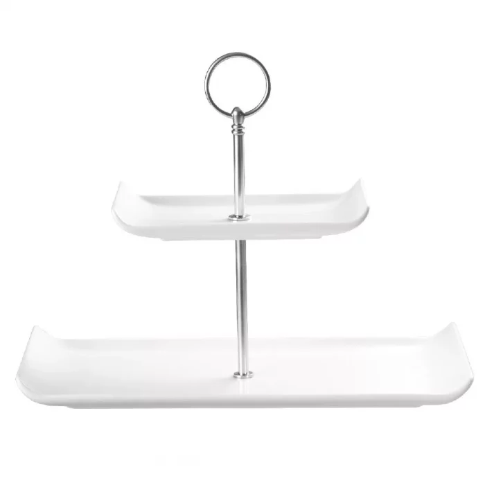 Churchill 2 Tier Rectangular Plate Tower 300mm (Pack of 2) - Image 1
