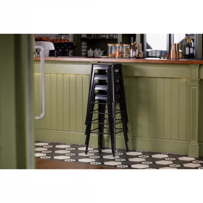 Bolero Bistro Steel High Stool Black (Pack of 4) - Image 8