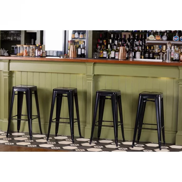 Bolero Bistro Steel High Stool Black (Pack of 4) - Image 9