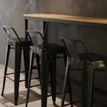 Bolero Bistro Steel High Stool with Backrest Black (Pack of 4) - Image 7