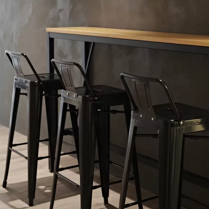 Bolero Bistro Steel High Stool with Backrest Black (Pack of 4) - Image 7