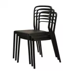 Newquay Ocean Plastic Outdoor Chair in Black (Pack of 4) - Image 5