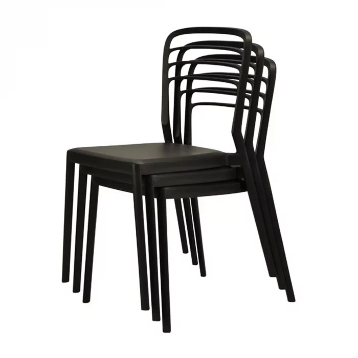 Newquay Ocean Plastic Outdoor Chair in Black (Pack of 4) - Image 5