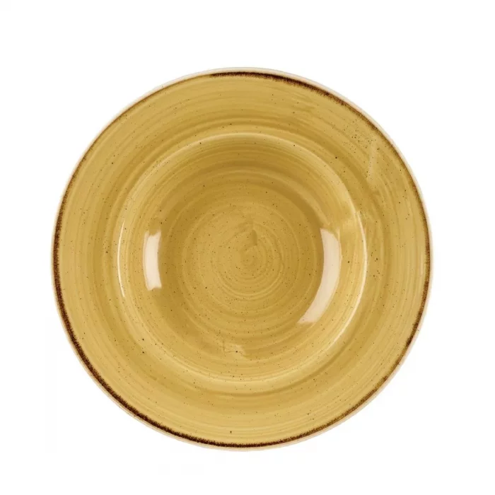 Churchill Stonecast Round Wide Rim Bowl Mustard Seed Yellow 240mm (Pack of 12) - Image 1