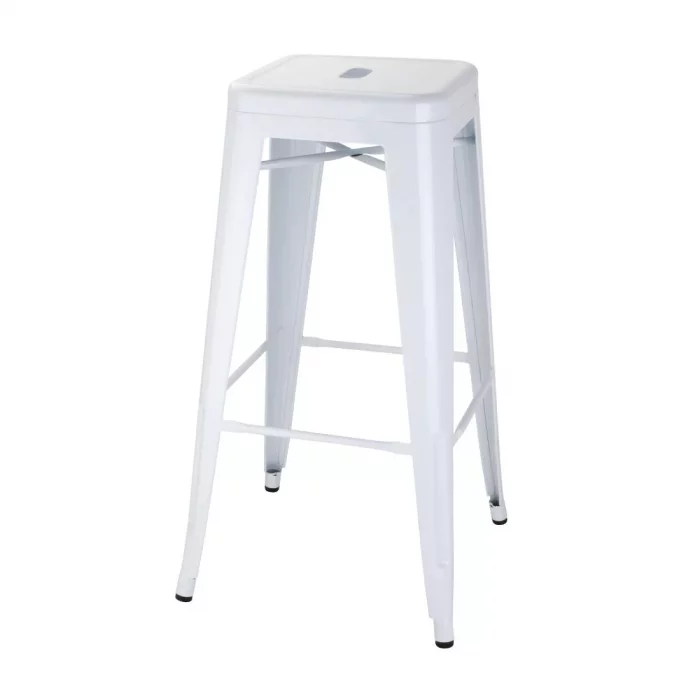 Bolero Bistro Galvanised Steel High Stools White (Pack of 4) - Image 3