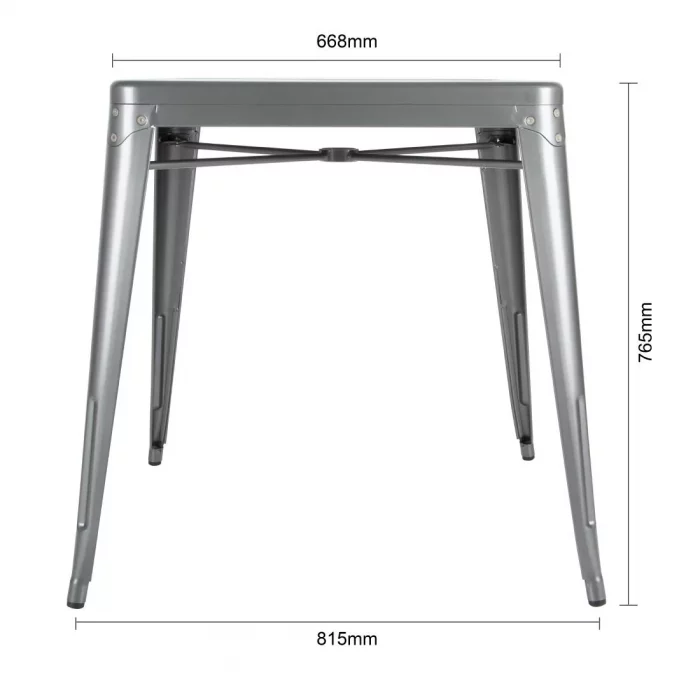 Bolero Bistro Square Steel Table Gun Metal 668mm - Image 7