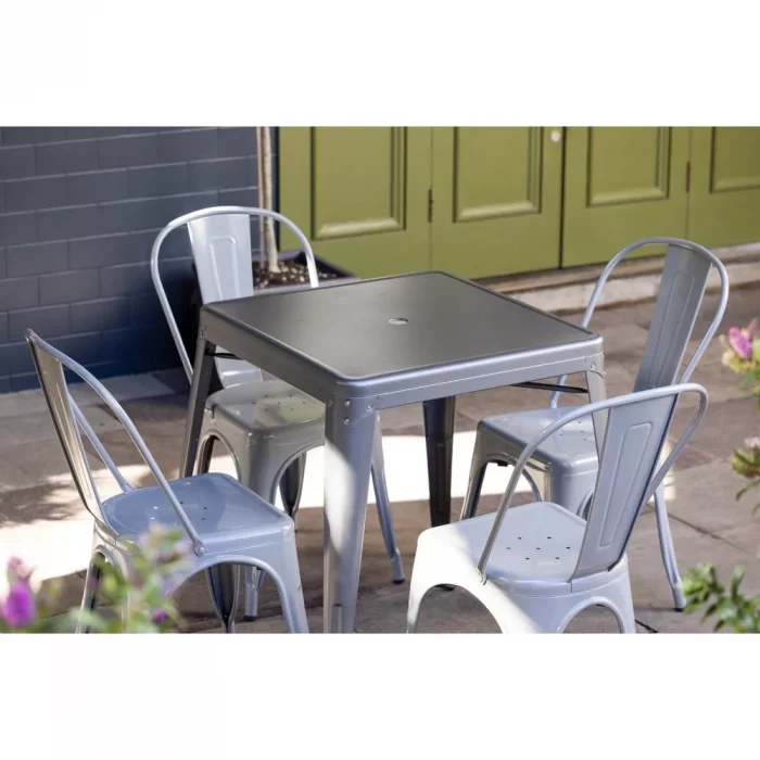 Bolero Bistro Steel Side Chairs Grey (Pack of 4) - Image 3