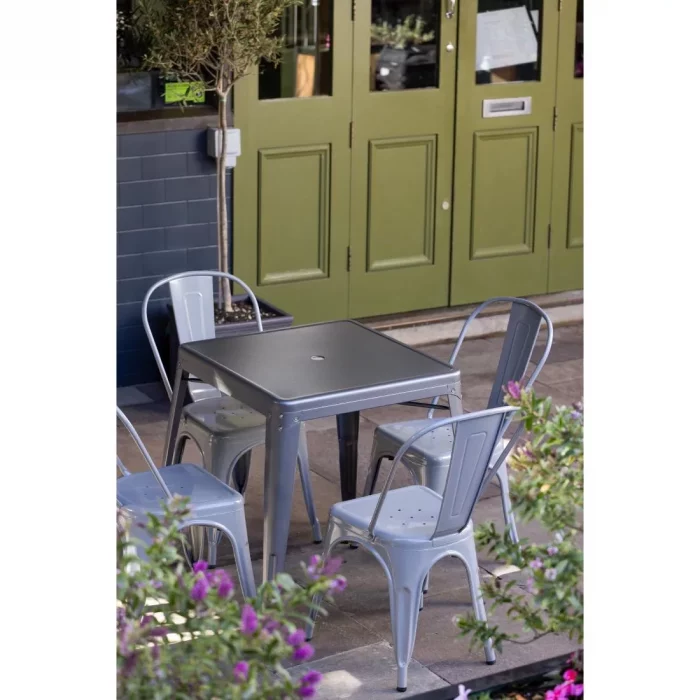 Bolero Bistro Steel Side Chairs Grey (Pack of 4) - Image 2