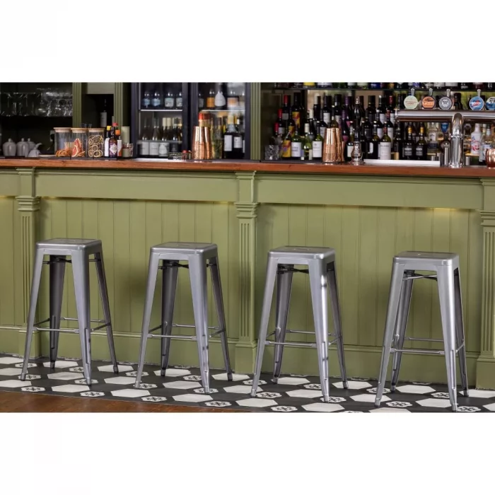 Bolero Bistro Steel High Stool Gun Metal (Pack of 4) - Image 3