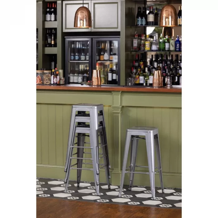 Bolero Bistro Steel High Stool Gun Metal (Pack of 4) - Image 4