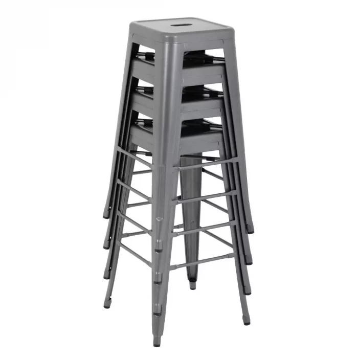 Bolero Bistro Steel High Stool Gun Metal (Pack of 4) - Image 10